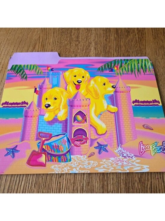 Lisa Frank Other - Vintage Lisa Frank Casey & Caymus File Folder Sand Castle Golden Puppies